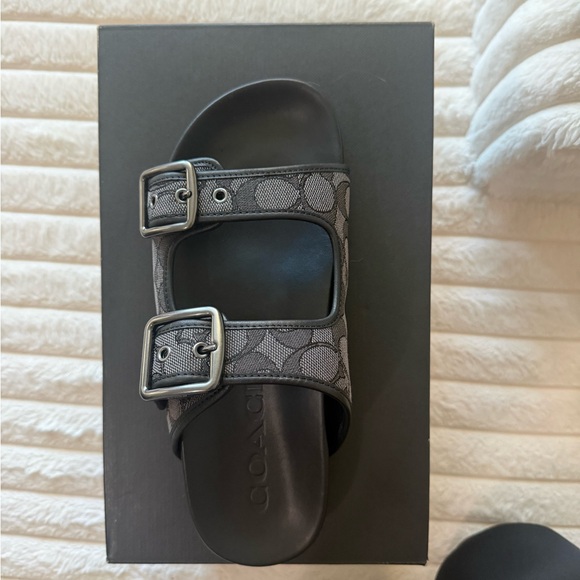 Coach Black Monogram Double-Buckle Slide BRAND NEW IN BOX never worn